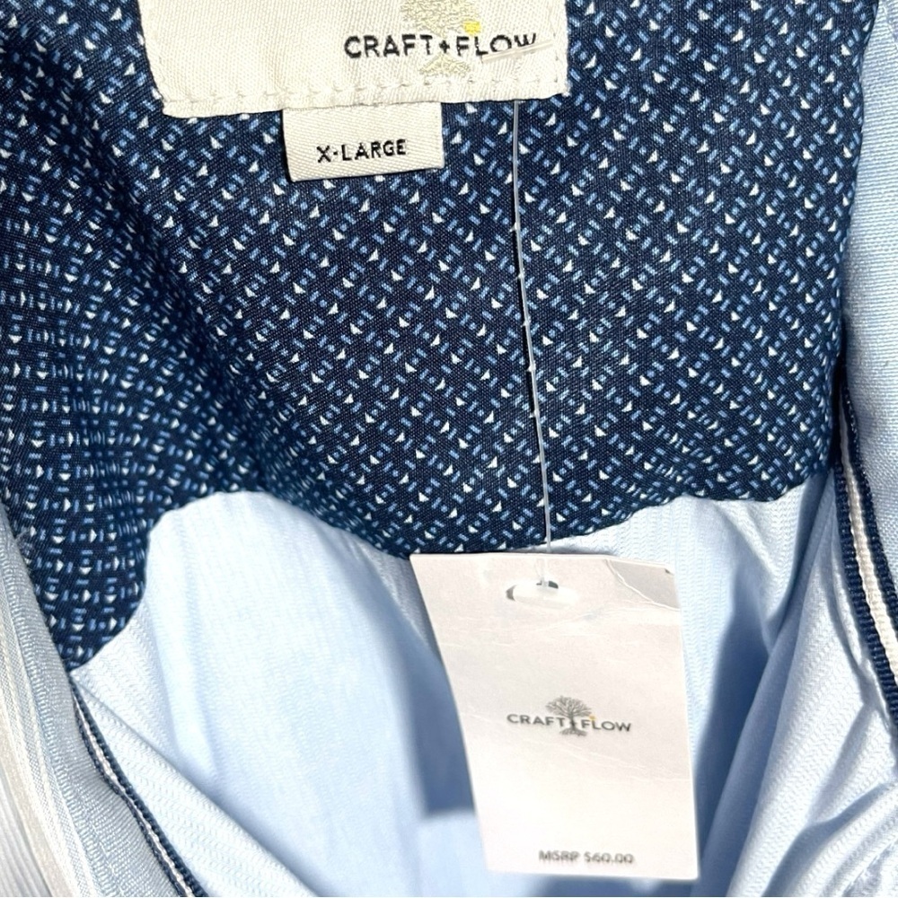 Craft + Flow Men's Sky Good Stripe W584 Blue Striped Shirt Size XL - Picture 10 of 16